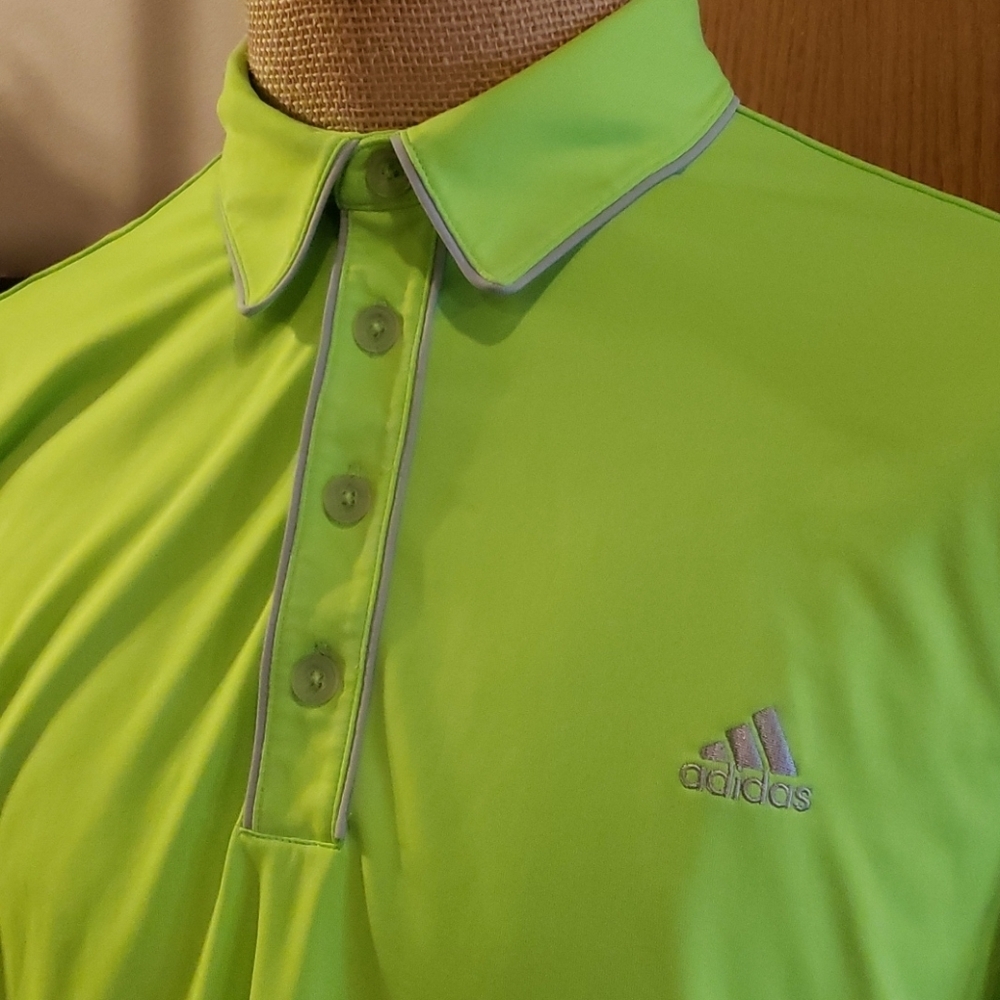Adidas neon green and silver polo 🔥